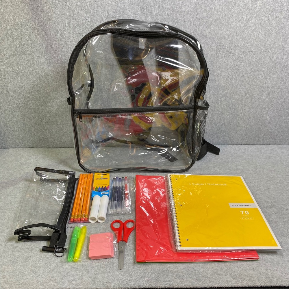 Unbranded Clear Backpack School Supplies Bundle Kids OS Clear School Bag New